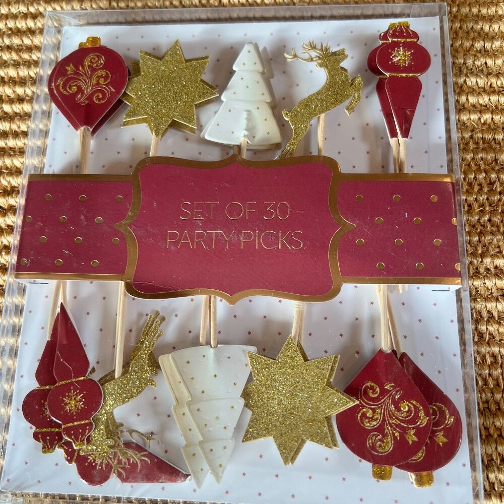 NWT Christmas Bundle Toothpicks, Red Salt and Pepper Shakers, Turkey Baster